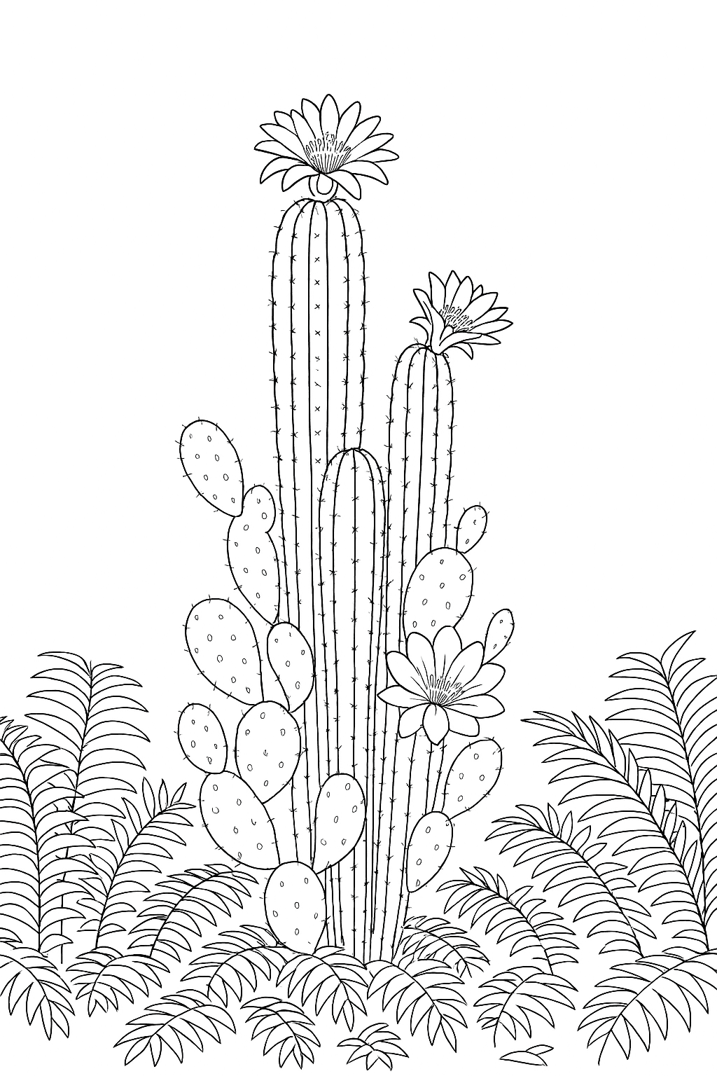 Sunlit Cacti Blooms