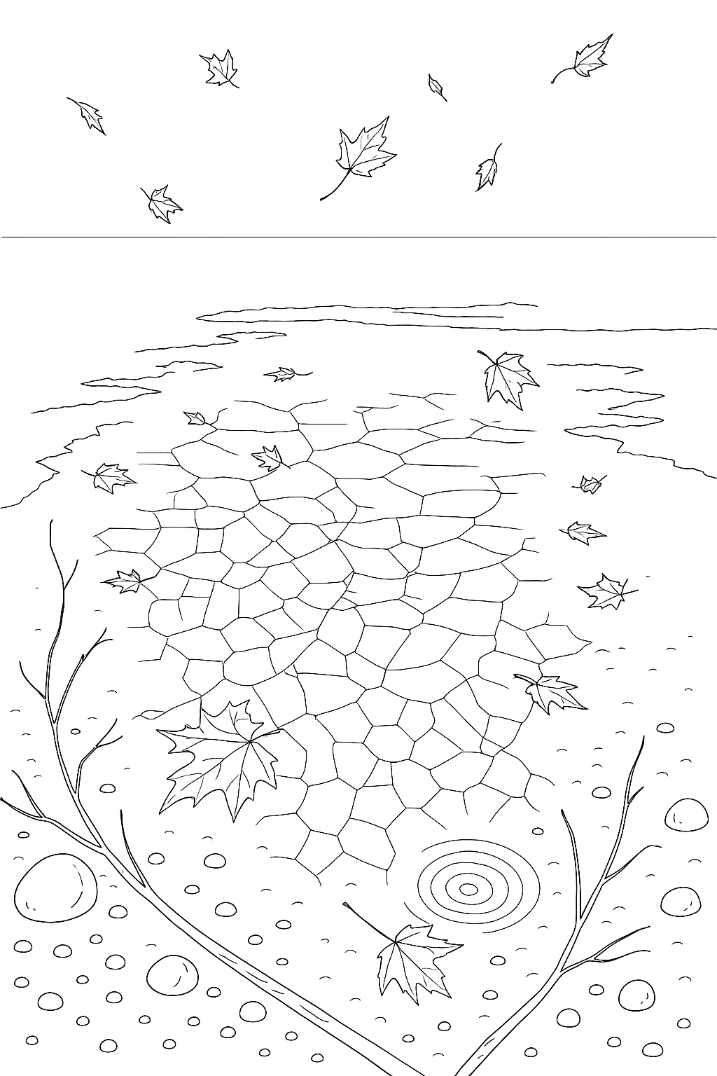 Cracked Ice Frozen Ponds